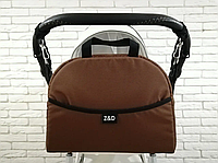 Универсальная сумка-органайзер для коляски (с крючками), Сумка на ручку детской прогулочной коляски для мам Коричневый
