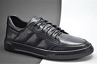 Мужские модные спортивные кожаные туфли черные Detta 939