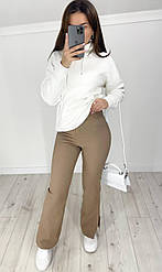 Жіночі штани з розрізами 35 (42,44,46,48,50) (кольори: бежевий, чорний) СП