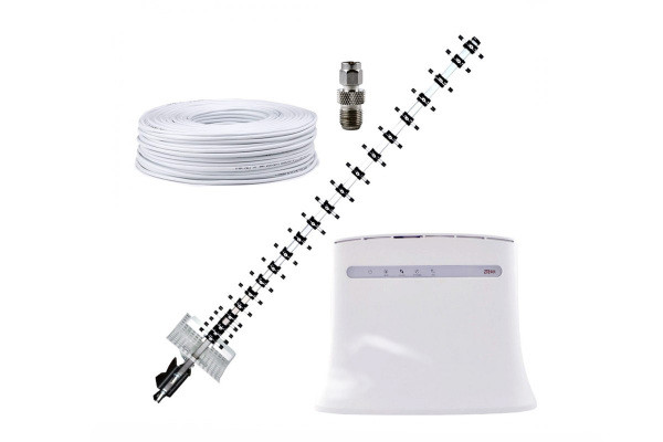 3G/4G WiFi комплект роутер ZTE MF283u + 3G/4G/4,5G антена 1700-2700 МГц, 21 Дбі+кабель+перхідник