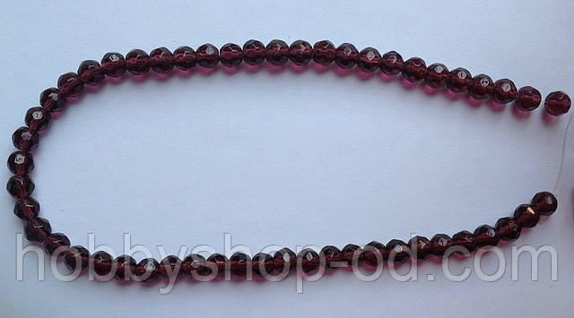 Бусина Куля з огранкою кольору виноградний 6 мм, фото 1