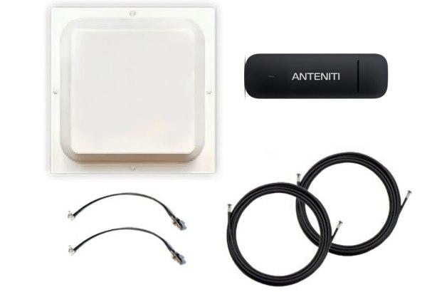 3G/4G комплект модем anteniti E3372h-153 + Антенна усиления Mimo 2х17 db планшетная + кабель+ 2 переходника - фото 1 - id-p1648387747