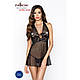 Прозора сорочка приталена Passion TARANEE CHEMISE XXL/XXXL, black, трусики  18+, фото 4