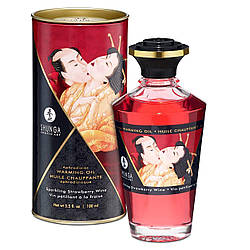 Розігрівальна олія Shunga Aphrodisiac Warming Oil – Sparkling Strawberry Wine (100 мл) без цукру 18+