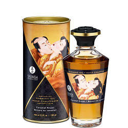 Розігрівальна олія Shunga Aphrodisiac Warming Oil – Caramel Kisses (100 мл) без цукру, смачна 18+