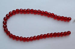 Бусина Куля з огранкою кольору червоний 8 мм