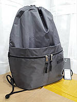 Рюкзак-мішок сумка тканинна для змінного взуття на шнурках сірий із кишенями спереду Dolly 832