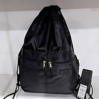 Рюкзак мішок сумка тканинна для змінного взуття на шнурках чорний легкий із кишенями спереду Dolly 832