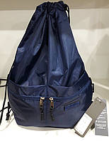 Рюкзак мішок сумка тканинна для змінного взуття на шнурках синій легкий із кишенями спереду Dolly 832