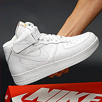 Кроссовки мужские и женские Nike Air Force 1 Mid white / Найк аир Форс 1 мид белые