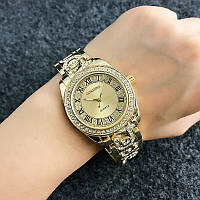 Жіночий золотистий годинник із кристалами код 605 продаж