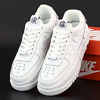 Кроссовки женские и мужские Nike Air Force 1 Pixel white / кеды Найк аир Форс 1 Пиксель белые низкие