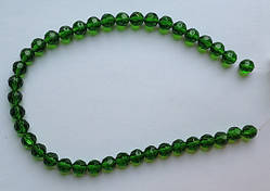 Бусина Куля з огранкою колір зелений гороховий 8 мм