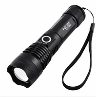 Прочный ручной светодиодный фонарь с USB зарядкой, тактический аккумуляторный фонарик X71 на ремешке, GN15