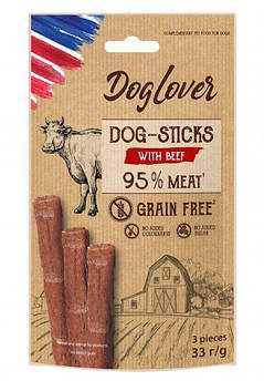 М'ясні ковбаски для собак DogLover Sticks beef з яловичиною, 3*11g