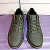 Чоловічі шкіряні кросівки (натуральна шкіра) демісезонні, чоловіче взуття весна осінь, кроси хакі, розмір 40 41 42 43 44 45, фото 5