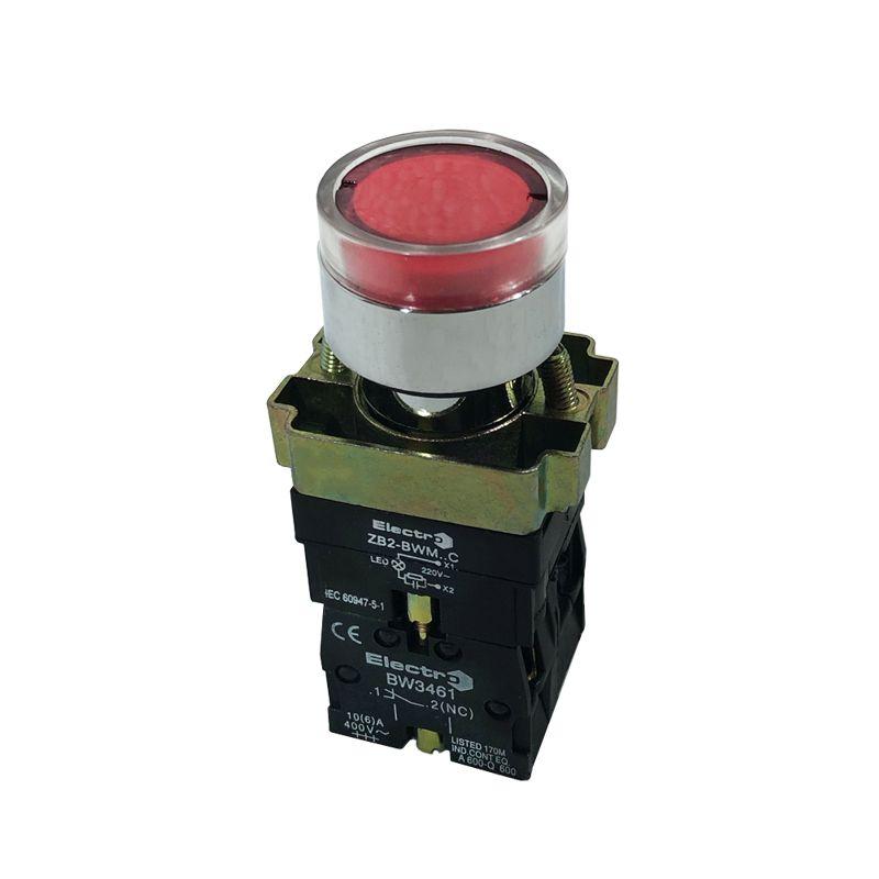 Кнопка PB2-ВW3461, красная, Ø22mm, NO+NC, с подсветкой