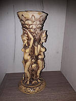 Колекционная ваза-подсвечник "Три богини", ручная резьба, 1950
