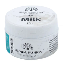 Гель для нарощування Global Fashion, 15 gr молочний