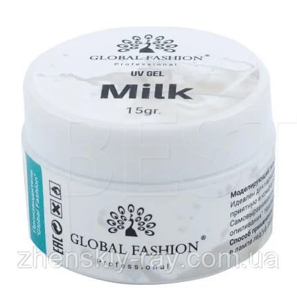 Гель для нарощування Global Fashion, 15 gr молочний, фото 1