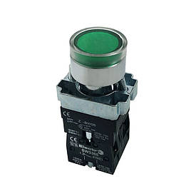 Кнопка PB2-ВW3361 (3365), зеленая, Ø22mm, NO+NC, с подсветкой