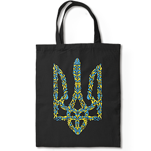 Шопер чорний "Квітучий герб України"