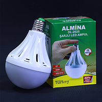 Акумуляторна лампочка ALMINA DL-015 / Аварійна LED лампа з вбудованим акумулятором, 15 Вт, цоколь Е 27