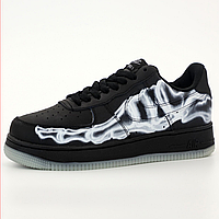 Кроссовки мужские Nike Air Force 1 black reflective / кеды Найк аир Форс 1 черные низкие рефлективные