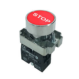 Кнопка PB2-ВА4342, красная, с маркировкой "STOP", Ø22mm, NС