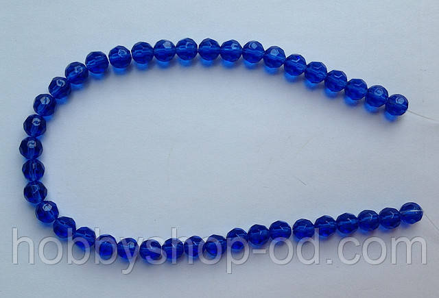 Бусина Куля з огранкою колір синій 8 мм, фото 1