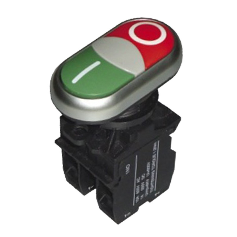 Кнопка PB2-LA32HDN-11, двойная с подсветкой (красная, зеленая), Ø22mm, NO+NС