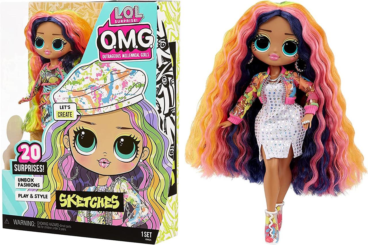 LOL Surprise OMG Sketches Fashion Doll with 20 Surprises. Лялька ЛОЛ 8 сюрпризів