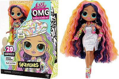 LOL Surprise OMG Sketches Fashion Doll with 20 Surprises. Лялька ЛОЛ 8 сюрпризів