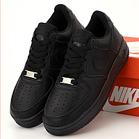 Кроссовки женские и мужские Nike Air Force 1 black / кеды Найк аир Форс 1 черные низкие