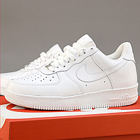 Кросівки жіночі і чоловічі Nike Air Force 1 white / кеди Найк аір Форс 1 білі низькі