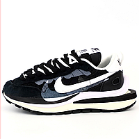 Кроссовки женские Nike x Sacai VaporWaffle black / Найк Вапорвафл Сакай черные белые