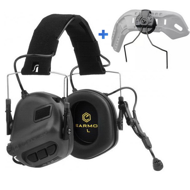 Навушники Активні для стрільби з гарнітурою Earmor M32 Black + кріплення на шолом M11