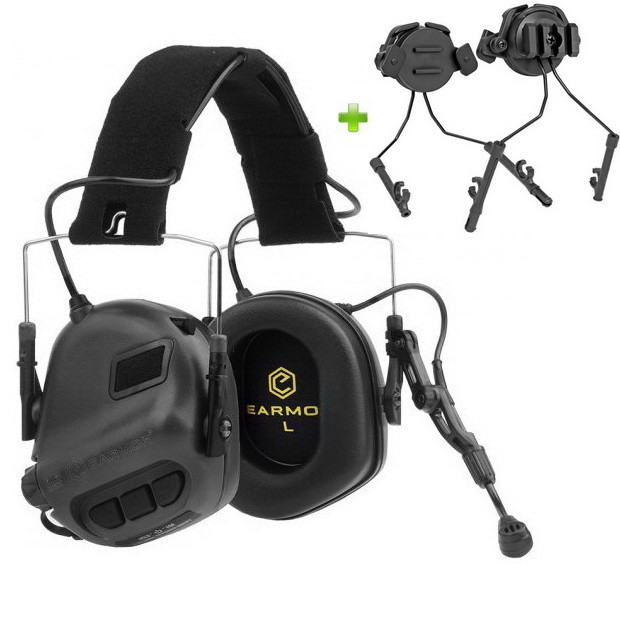 Активні навушники Opsmen Earmor M32 Black + Кріплення на каску з планкою Пікатінні