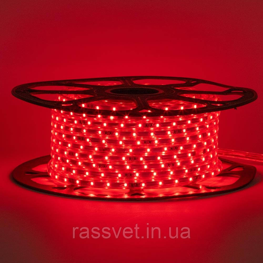 Герметична світлодіодна стрічка червона 220В smd 2835-48 led/м 6 Вт/м