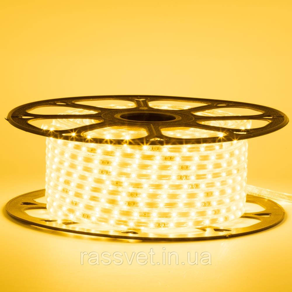 Герметична світлодіодна стрічка 220В жовта smd 2835-48 led/м 6 Вт/м