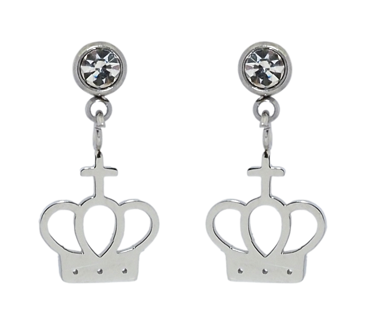 Сережки Xuping TTM Stainless Steel колір Родій пусети "Корона"