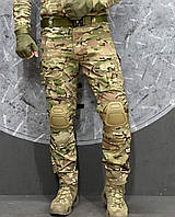 Тактичні чоловічі брюки мультикам з наколіниками військові тактичні камуфляжні штани мультикам тканина РІПСТОП