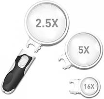 Тримач "тритья рука" Magnifier MG7761 LED увел.-2X на 90 мм / 5Х на 75 мм / 16Х на 37 мм, фото 5