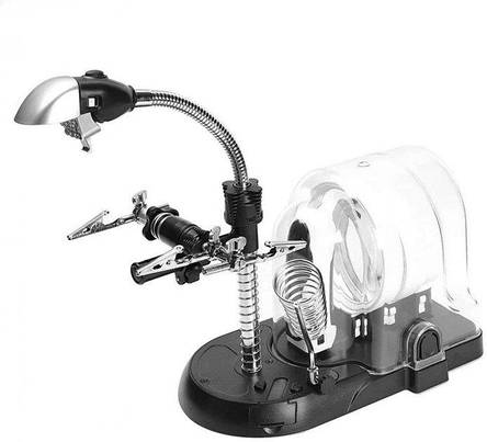 Тримач "тритья рука" Magnifier MG7761 LED увел.-2X на 90 мм / 5Х на 75 мм / 16Х на 37 мм, фото 1