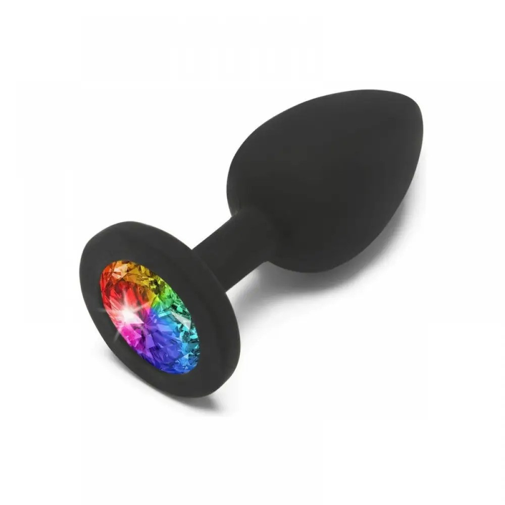 Пробка з райдужним каменем силікон чорний Toy Joy Rainbow Booty Jewel Small, фото 1