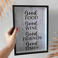 Копилка для винных пробок Good food, wine, friends, times | NaPokupajka