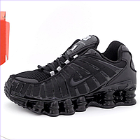 Кроссовки мужские и женские Nike Shox black reflective / Найк Шокс черные рефлективные