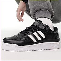 Кроссовки мужские Adidas Forum black white / кеды Адидас Форум черные белые