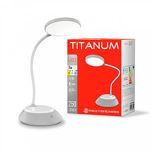 LED лампа настiльна з акумулятором TITANUM TLTF-022G 7W 3000-6500K USB сіра