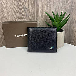 Чоловічий гаманець портмоне люкс в стилі Tommy Hilfiger, чоловічий портмоне на магніті Томмі чорний